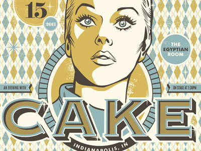 CAKE released. band gig poster illustration typography screen print