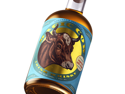 Magic Cow Label Illustration & Design bourbon craft design irish label liquor packaging spirit whiskey