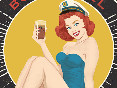 Crimson Bombshell Update for 2014 beer branding illustration pin up