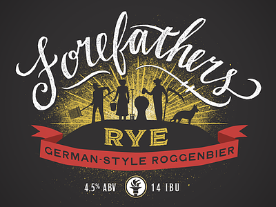 Forefathers Rye beer branding illustration