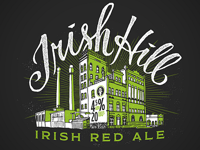 Irish Hill Red Ale beer branding illustration