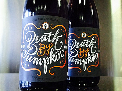 Death By Pumpkin - Updated and Printed beer branding brewing lettering pumpkin script texture type