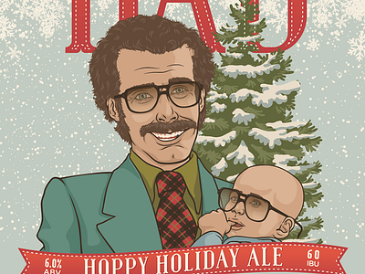 Rhinegeist Beer Brand - "DAD" 70s ale beer branding christmas holiday illustration portrait retro vintage