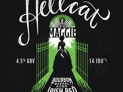 Hellcat Maggie - Indiana City Beer Brand beer branding brush illustration script