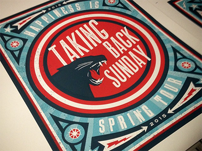 Spring Tour Poster for Taking Back Sunday gig poster illustration panther screen print