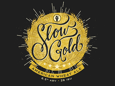 Indiana City Beer Brand - Slow Gold ale beer branding brewing brush lettering craft beer indiana indianapolis indy lettering script wheat