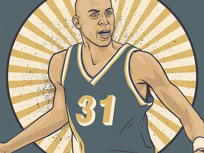 8 Points in 9 Seconds! baskeetball blue gold illustration indianapolis indy pacers portrait reggie
