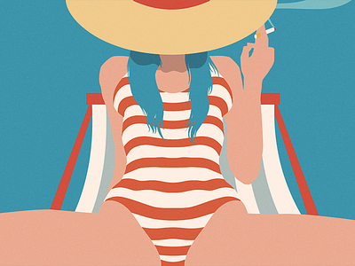 Album Artwork 1960s beach illustration lounging smoking swimsuit