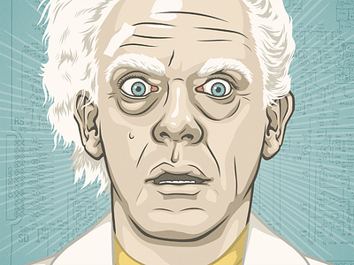 Doc Brown back to the future doc brown film illustration portrait