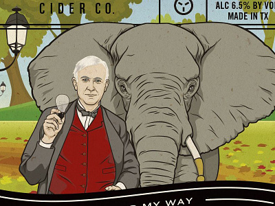 Bishop Cider Co. Label - Sour Cherry Edison beer cherry cider elephant illustration label packaging portrait