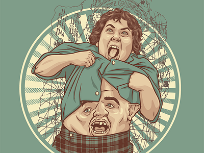 Chunk / Sloth Mashup Illustration goonies illustration never say die truffle shuffle tshirt