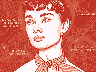 Roman Holiday poster for the IMA Museum Summer Nights audrey hepburn illustration movie portait poster screen print