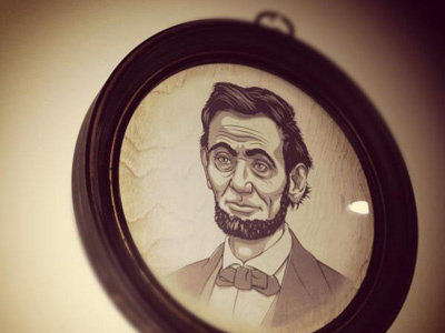 Abe Linconln Printed & Framed art illustration portrait screen print