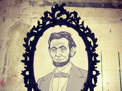 Lincoln Framed Screen Print on Wood art illustration portrait screen print