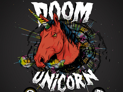 Doom Unicorn - Indiana City Brewing Label Art beer brewing craft beer horse illustration label metal unicorn