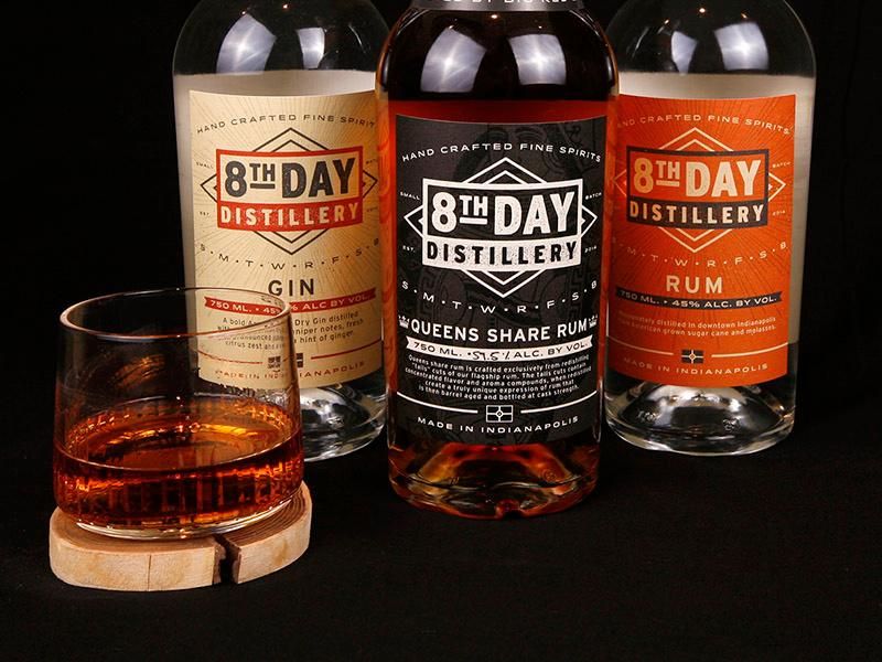 8th Day Distillery Labels spirits queen rum gin packaging label liquor