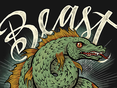 Beast - Indiana City Brewing Label beer craft beer dragon illustration label lettering lizard monster packaging sea monster