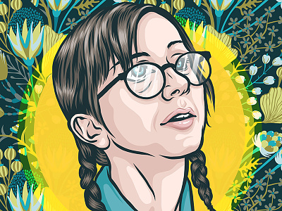 Heather AP Bio girl glasses illustration nerdy pop pop art portrait