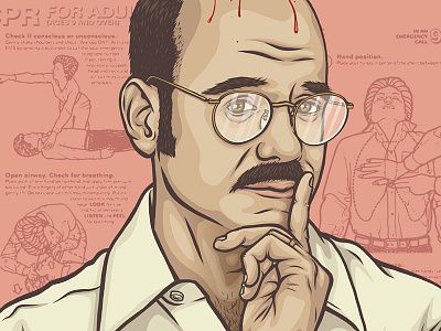 Tobias Fünke arrested development bald blood cpr glasses hair illustration mustache plugs portrait tobias funke