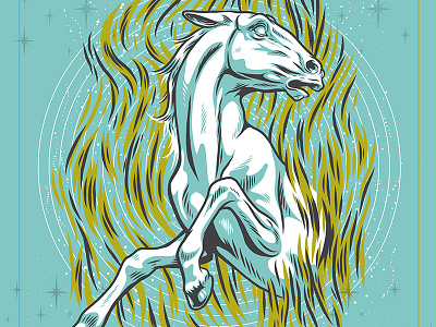 Gig Poster Preview equestrian flames gig poster horse illustration ipad