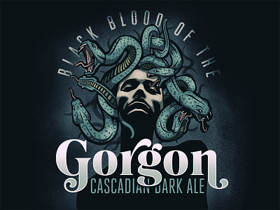 Gorgon Dark Ale beer illustration label medusa portrait snake