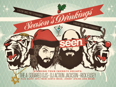 Flier Done. design event flier illustration portraits reindeer jew tigers