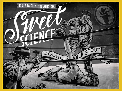 Sweet Science - Indiana City Beer Label beer boxer boxing design illustration label labeldesign portrait vintage