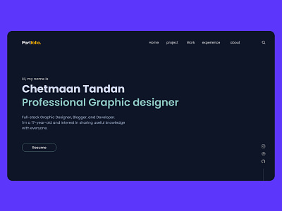 Modern Portfolio Landing Page UI Design design design portfolio website landinf page personal website portfolio website ui ui design ui design for portfolio website