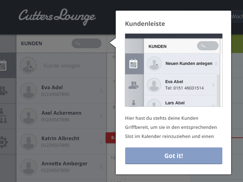 Cutters Lounge User Hints bubble hint onboarding popover