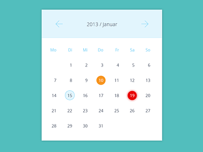 Calendar blue calendar clean flat green widget