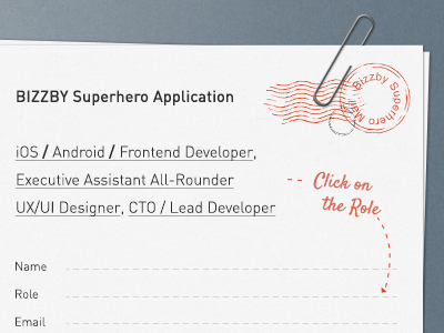 Sperhero Application application form mail paper paperclip stamp