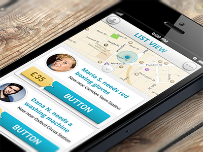 Changing map/list view box button clean ios iphone list map mobile parallax price