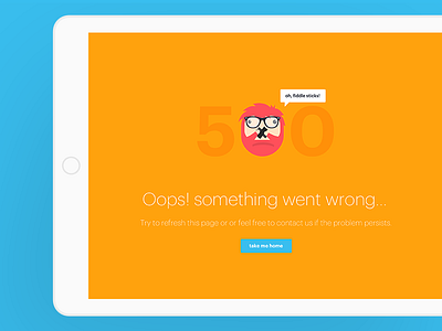 Error page button character cute error error500 fun homepage icon illustration info internal page