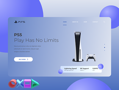 Daily Shot 3d app dailyui ecommerce electronic glass effect landing page morphism neomorphism playstation5 ps5 shop webdesign