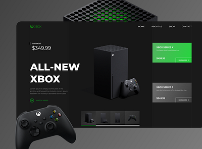 Daily Shot #2 3d categories console controller dark ui ecommerce electronic landingpage modern design morphism neomorphism online shop playstation5 product page series x shot ui ux webdesign xbox