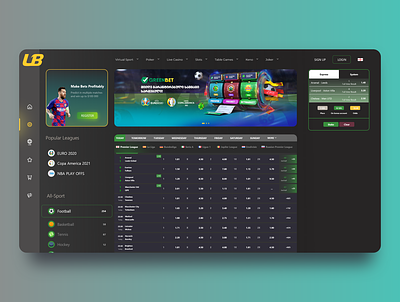 #Betting Webdesign 3d app bet bets betting bookmakers categories category dailyui dashboard football logo profile sidebar sport statistics ticket