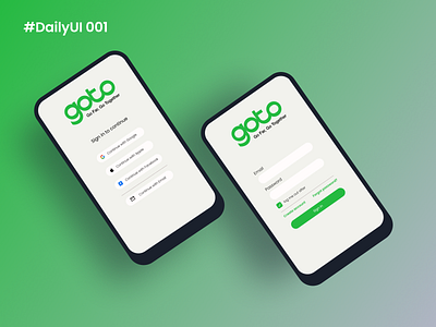 #DailyUI 001 app branding create account dailyui dailyui 001 design form goto icon illustration language app login logo modal sign in sign up