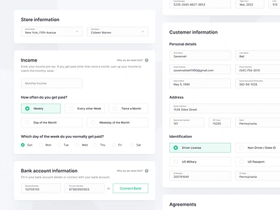 Kafene — New Application address application cards components dropdown fintech form headline input picker product radio select tiles tooltip ui ux visual