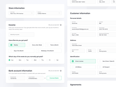 Kafene — New Application address application cards components dropdown fintech form headline input picker product radio select tiles tooltip ui ux visual