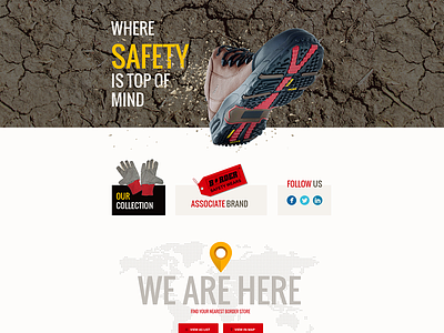 Webpage for safety shoe grunge international map mud online red responsive shoe shopping store texture web