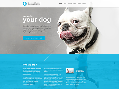 Dog Training blue cochin design dog parallax pug single page site training ui video website