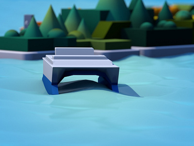 Ferry Boat 3d boat c4d illustration ocean