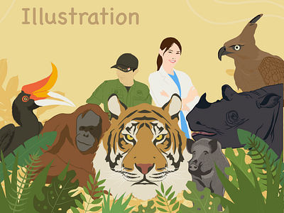 Hero Conservation animal caracter animation babi hutan bird design digital painting flat illustration graphic design illustration rangkong gading rhino tiger