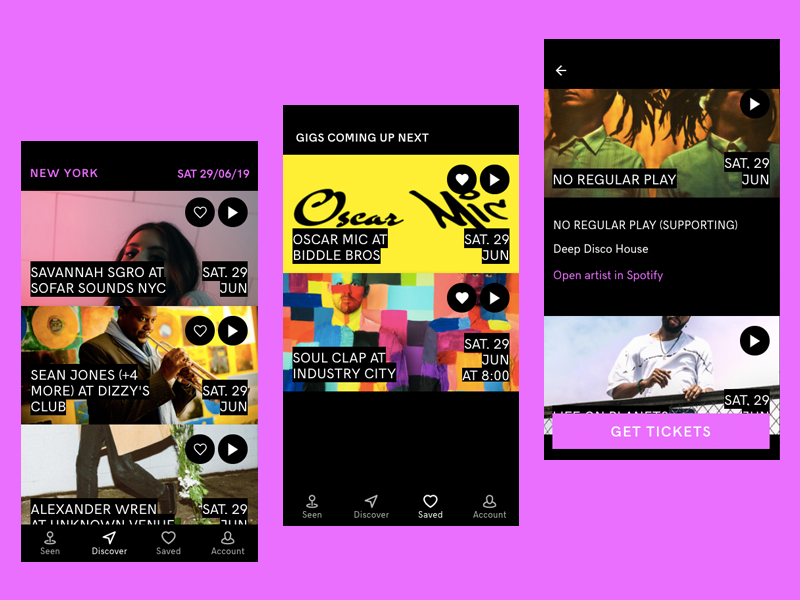 Gigsdeep in the wild music app minimal journal local live music find gigs gigs music angular ionic 4 app