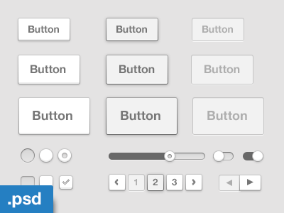Clean + Simple Light UI Kit buttons clean download free grey psd ui ui kit