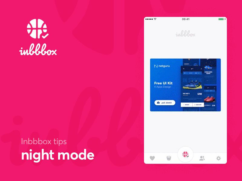 Inbbbox Nightmode app dribbble free inbbbox ios mobile shot