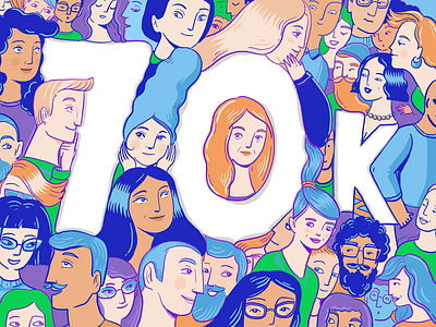 70,000 Followers – Thanks a million! 70k animation anniversary branding design followers illustration mobile print product design typography web design