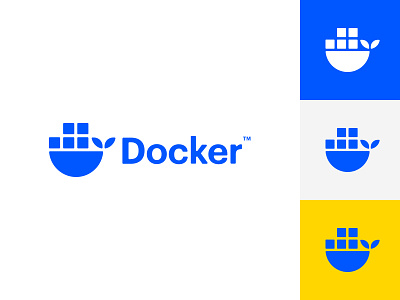 Docker Logo Refresh app branding docker fish logo flat logo vector