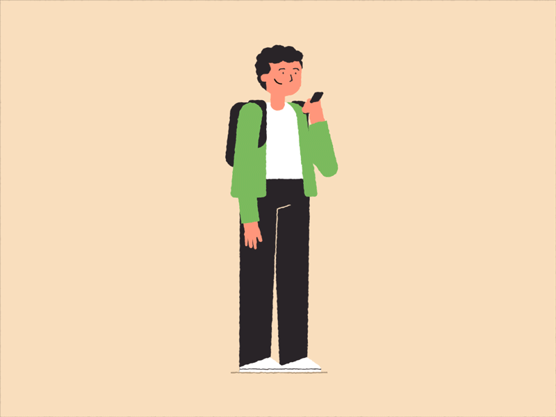 Just a guy 2d ae animation gif phone tapping waiting