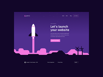 Great Company Landing Page flat illustration landing page logo rocket space ui web